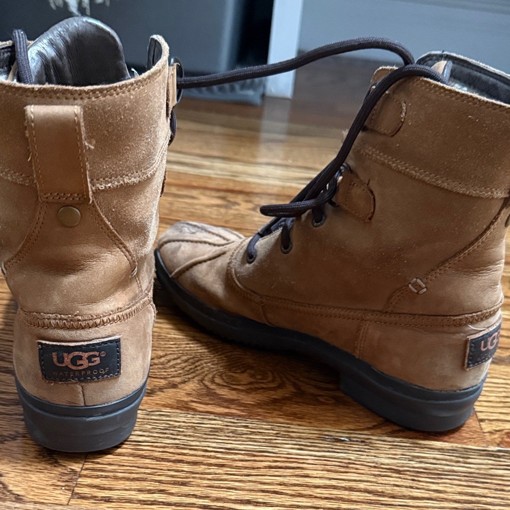UGG Tan Suede Lace-Up Boots